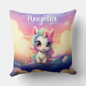 Coussin Bébé Licorne Rose Violet Ciel Mignon (Verso)