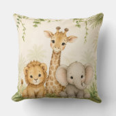 Coussin Bébé Lion Girafe et Éléphant Jungle (Recto)