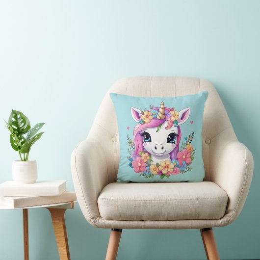 Coussin Bébé magique licorne avec fleurs (Chaise)