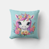 Coussin Bébé magique licorne avec fleurs (Recto)