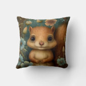 Coussin Bébé mignon écureuil bleu fleurs peinture (Verso)