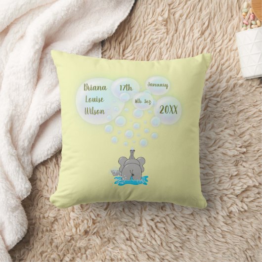 Coussin Bébé mignon éléphant bulles Monogramme (Couverture)