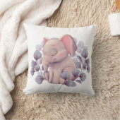 Coussin Bébé mignon Eléphant Dormir avec Feuille (Couverture)