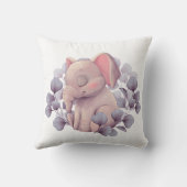 Coussin Bébé mignon Eléphant Dormir avec Feuille (Verso)