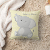 Coussin Bébé mignon Eléphant Jaune Polka-Dot Monogramme (Couverture)