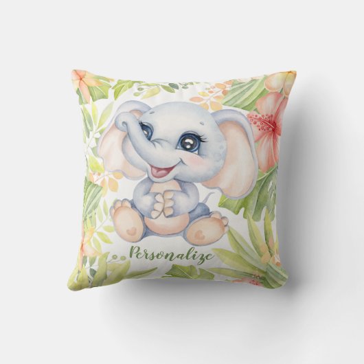Coussin Bébé mignon Elephant Nourriture Décor (Verso)