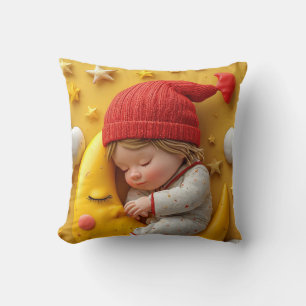 Coussin Bébé Mignon Endormi sur la Lune de la Nurserie