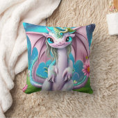 Coussin Bébé mignon et souriant Dragon aux fleurs (Couverture)