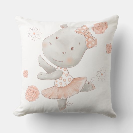 Coussin Bébé mignon fille Hippo Ballerina (Recto)