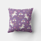 Coussin Bébé mignon fille violet licorne arc-en-ciel stati (Verso)