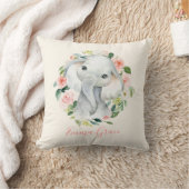 Coussin Bébé mignon Flore d'éléphant avec le nom de l'enfa (Couverture)