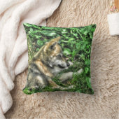 Coussin Bébé mignon Gris Loup Coupe Faune Photo (Couverture)