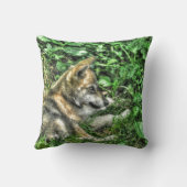 Coussin Bébé mignon Gris Loup Coupe Faune Photo (Verso)