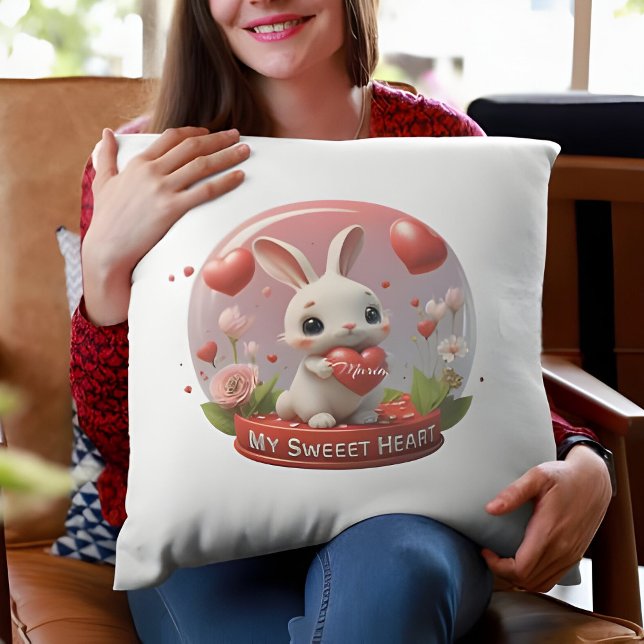 Coussin Bébé mignon lapin amour coeur valentin Jeu oreille (Créateur téléchargé)