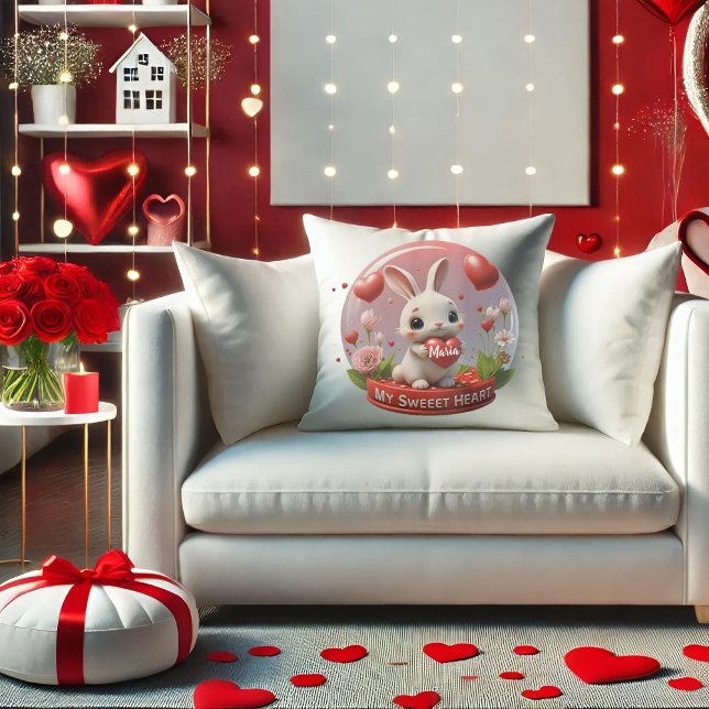 Coussin Bébé mignon lapin amour coeur valentin Jeu oreille (Créateur téléchargé)