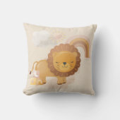 Coussin Bébé mignon Lion Cub & Boho Arc en ciel sur Beige  (Recto)