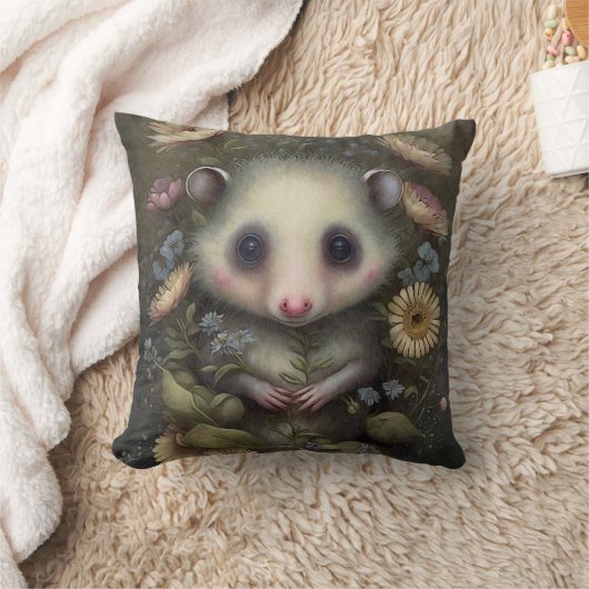 Coussin Bébé mignon Opossum Pépinière en bois (Couverture)
