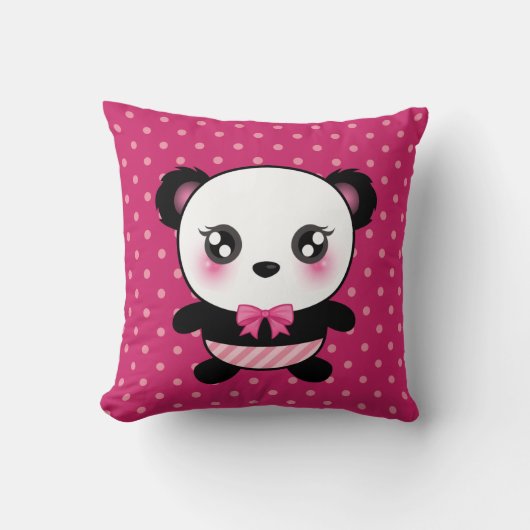 Coussin Bébé mignon Panda Ours Pois rose Motif (Recto)