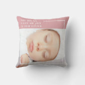 Coussin Bébé Mignon Photo | Rose & Blanc | Citation (Verso)
