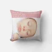Coussin Bébé Mignon Photo | Rose & Blanc | Citation (Recto)