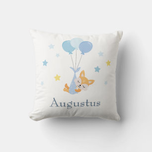 Coussin Bébé mignon renard et ballons