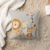 Coussin Bébé mignon Safari Animaux sur Smokey Beige (Couverture)