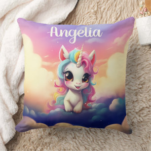 Coussin Bébé mignon Unicorne rose Purple Sky