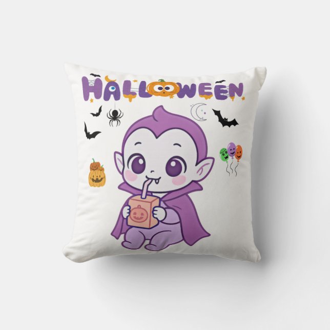 Coussin Bébé mignon Vampire Halloween Kawaii Design (Recto)