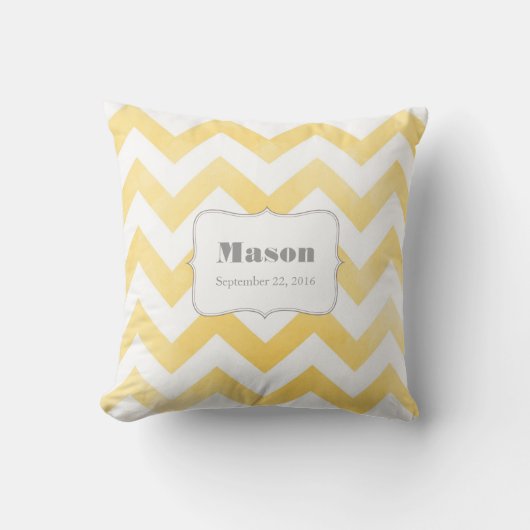 Coussin bébé - motif chevron jaune (Recto)