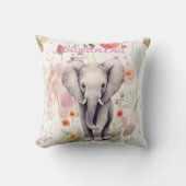 Coussin Bébé mou Eléphant Pastel Aquarelle Fleur de printe (Recto)