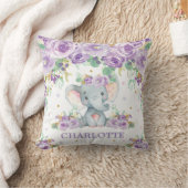 Coussin Bébé mou Eléphant violet Floral Girl Nursery (Couverture)