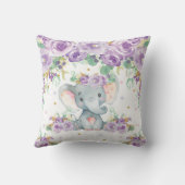 Coussin Bébé mou Eléphant violet Floral Girl Nursery (Verso)