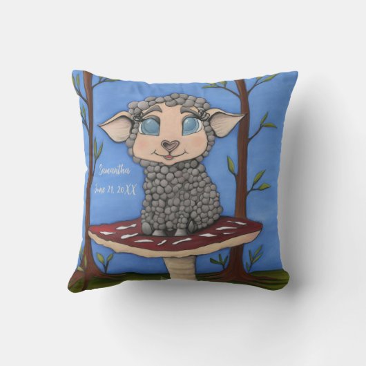 Coussin Bébé mouton sur tabouret (Verso)