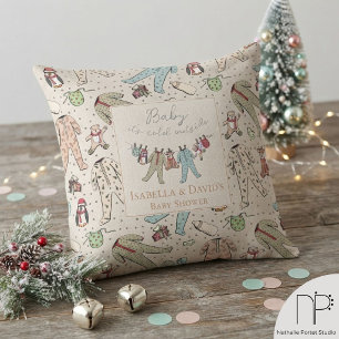 Coussin Bébé Neutre Il Fait Froid Dehors Baby Shower d'Hiv