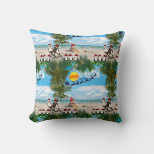 Coussin Bébé Noël d'été sur la plage motif répétitif