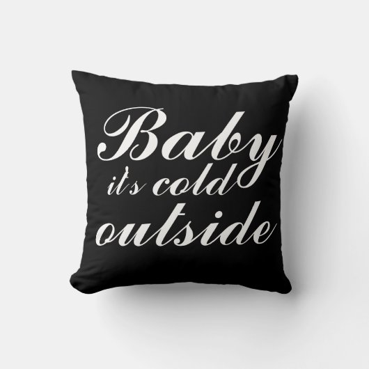 Coussin Bébé noir et blanc réversible Il fait froid dehors (Recto)