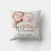 Coussin Bébé nouveau-né nom de bienvenue photo (Verso)