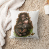 Coussin Bébé orang-outan et papillon (Couverture)