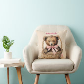 Coussin Bébé ours fille personnalisée (Chaise)