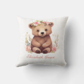 Coussin Bébé ours Monogram Fleurs Roses Garderie (Verso)