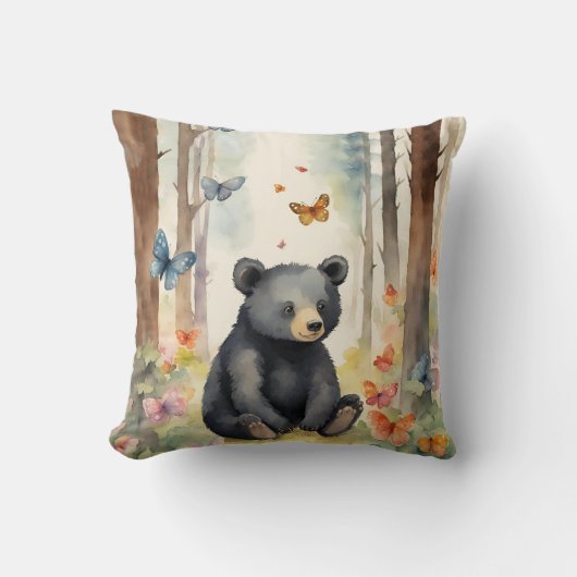 Coussin Bébé Ours Noir Genre Neutre (Recto)