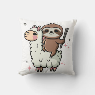 Coussin Bébé paresseux mignon et lama