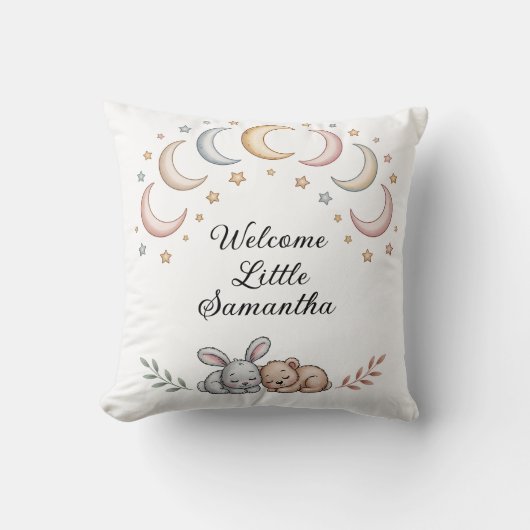 Coussin bébé personnalisé - Lapin & Ours (Recto)