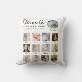 Coussin Bébé Première année 12 mois Photo Collage Moderne (Recto)