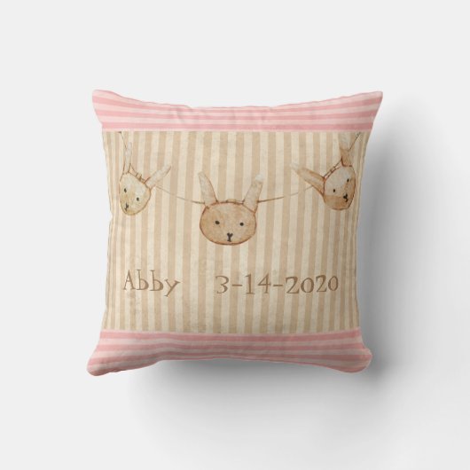 Coussin Bébé rose mignon fille Faire-part (Verso)