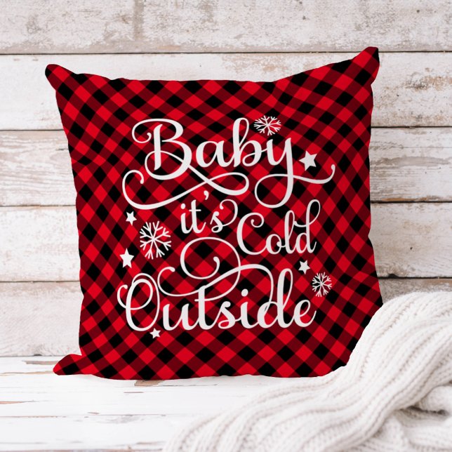Coussin Bébé Son Froid Dehors Rouge Buffalo Plaid Holiday (Créateur téléchargé)