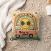 Coussin Bébé souriant rétro groovy Soleil, vibrations de p (Couverture)
