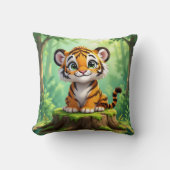 Coussin Bébé Tigre | Jolie illustration de nursery pour en (Recto)