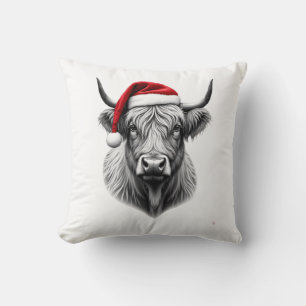 Coussin Bébé Vache Highland Mignon Cadeaux de Noël Santa X