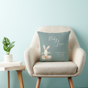 Coussin Bébé Vert mignon Garçon Nom de la fille Script Lov